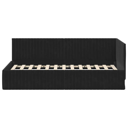 Cornice del letto ad angolo Nero 90 cm x 200 cm Velluto