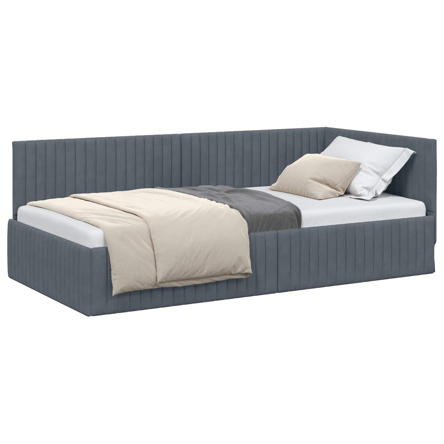 Cornice del letto ad angolo Grigio scuro 100 cm x 200 cm