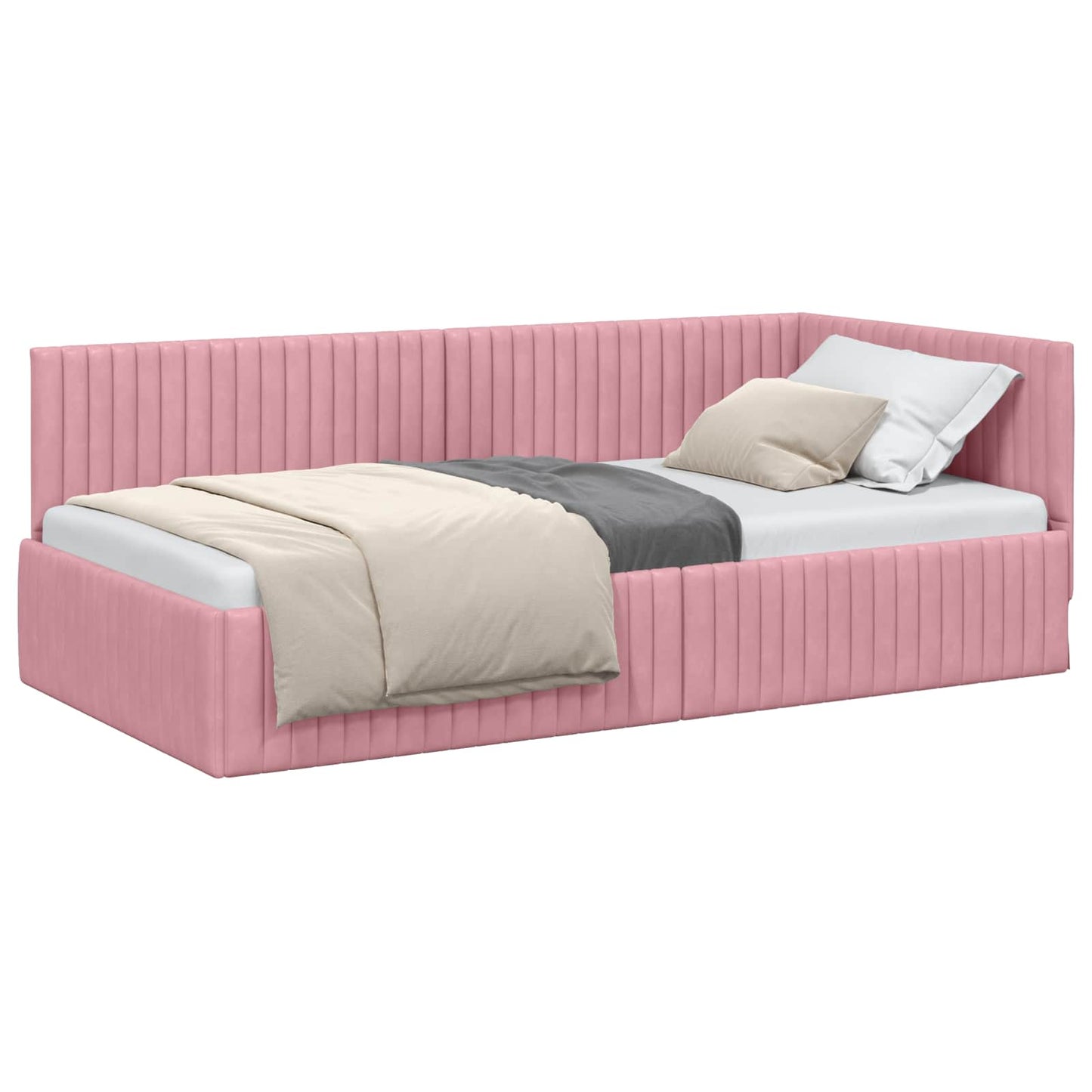 Cornice del letto ad angolo Rosa 100 cm x 200 cm Velluto