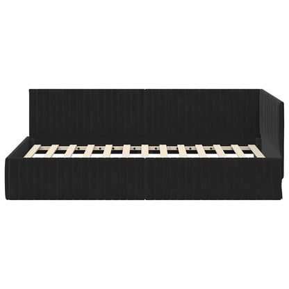 Cornice del letto ad angolo Nero 100 cm x 200 cm Velluto