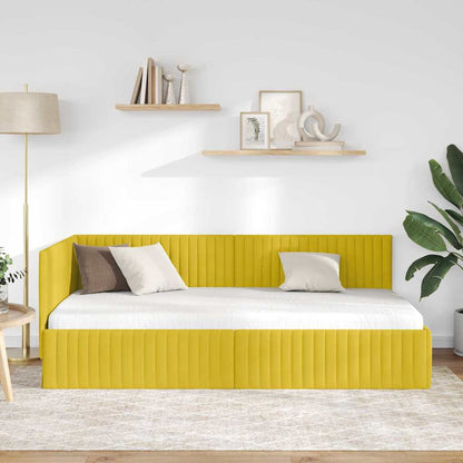 Cornice del letto ad angolo Giallo 100 cm x 200 cm Velluto