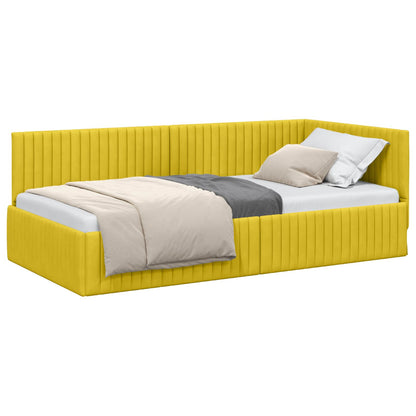 Cornice del letto ad angolo Giallo 100 cm x 200 cm Velluto
