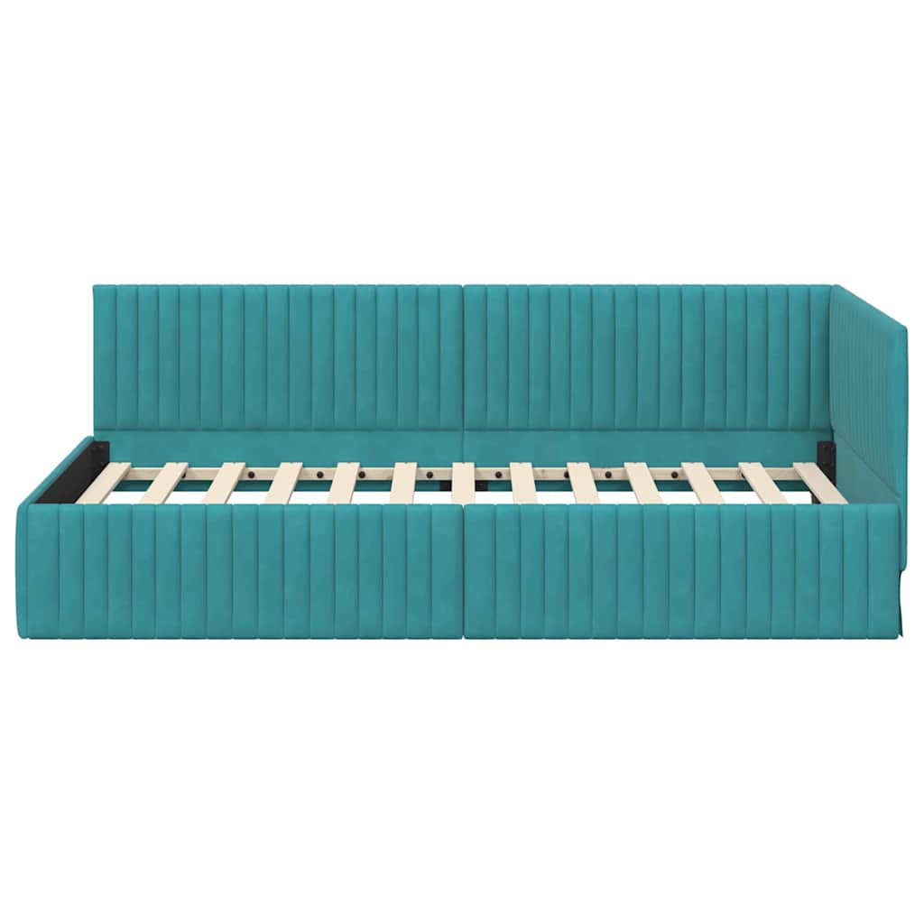 Cornice del letto ad angolo Turchese 100 cm x 200 cm Velluto