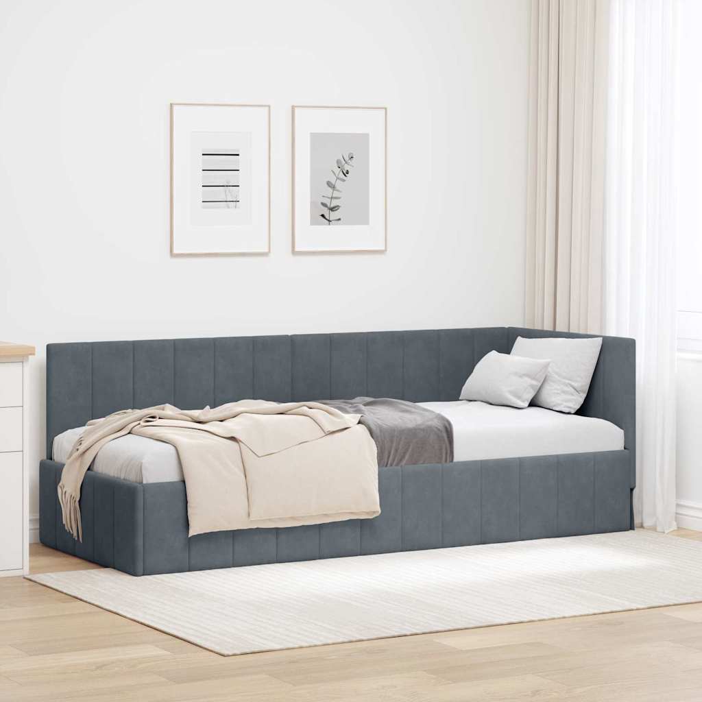 Cornice del letto ad angolo Grigio scuro 80 cm x 200 cm Velluto