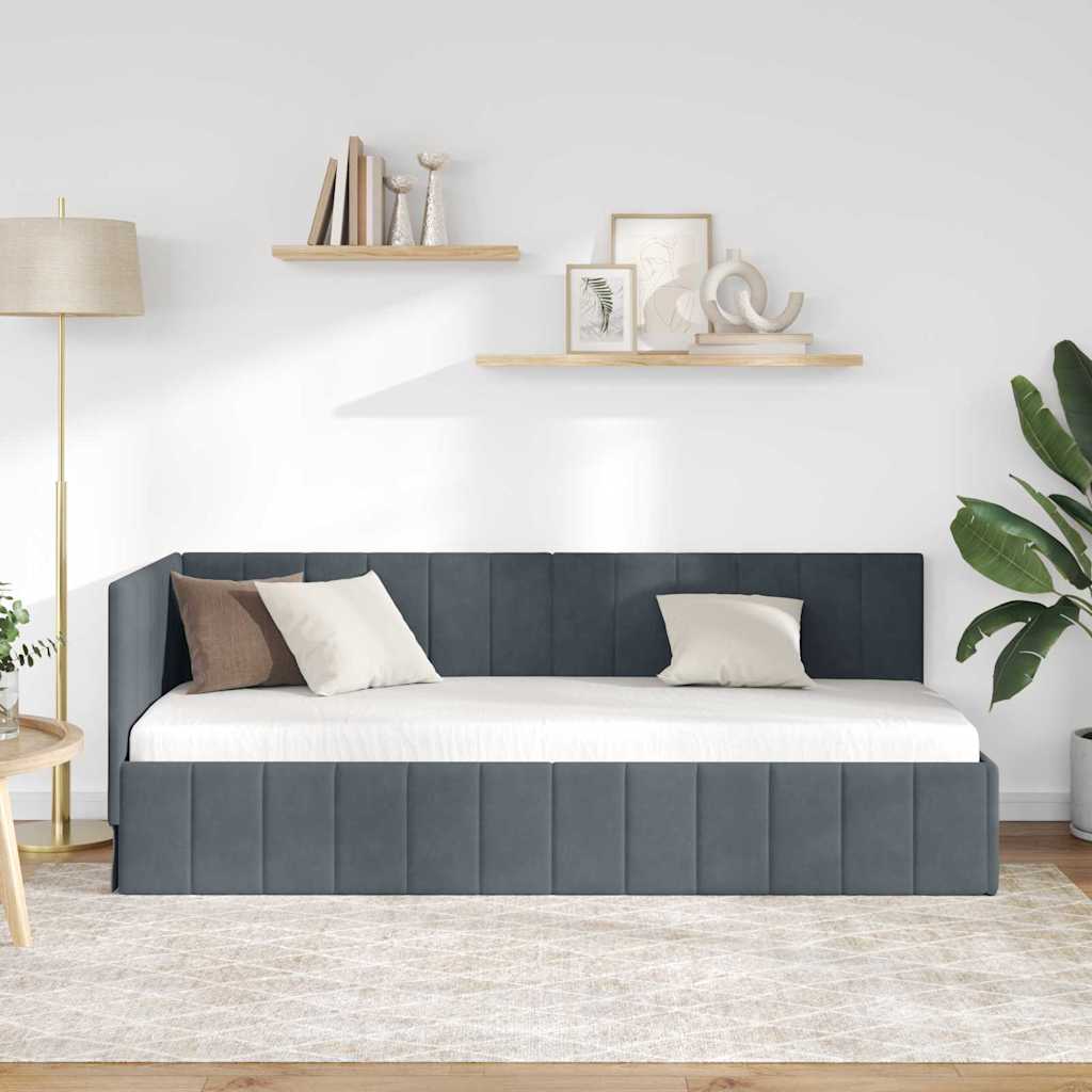 Cornice del letto ad angolo Grigio scuro 80 cm x 200 cm Velluto