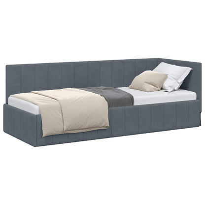 Cornice del letto ad angolo Grigio scuro 80 cm x 200 cm Velluto