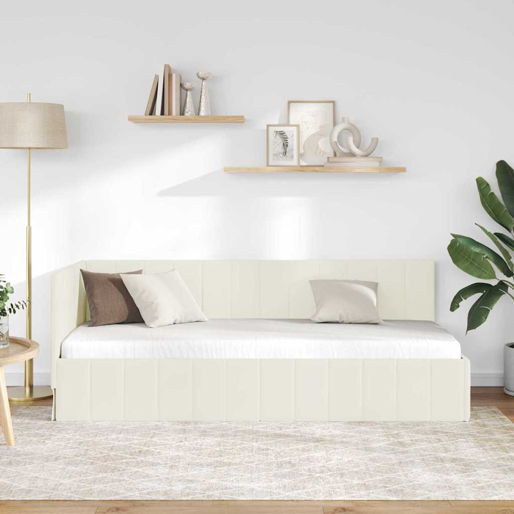 Cornice del letto ad angolo Crema 80 cm x 200 cm Velluto
