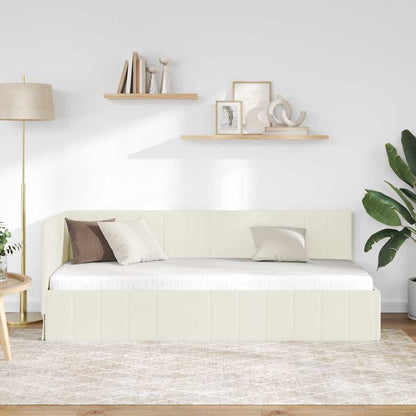 Cornice del letto ad angolo Crema 80 cm x 200 cm Velluto