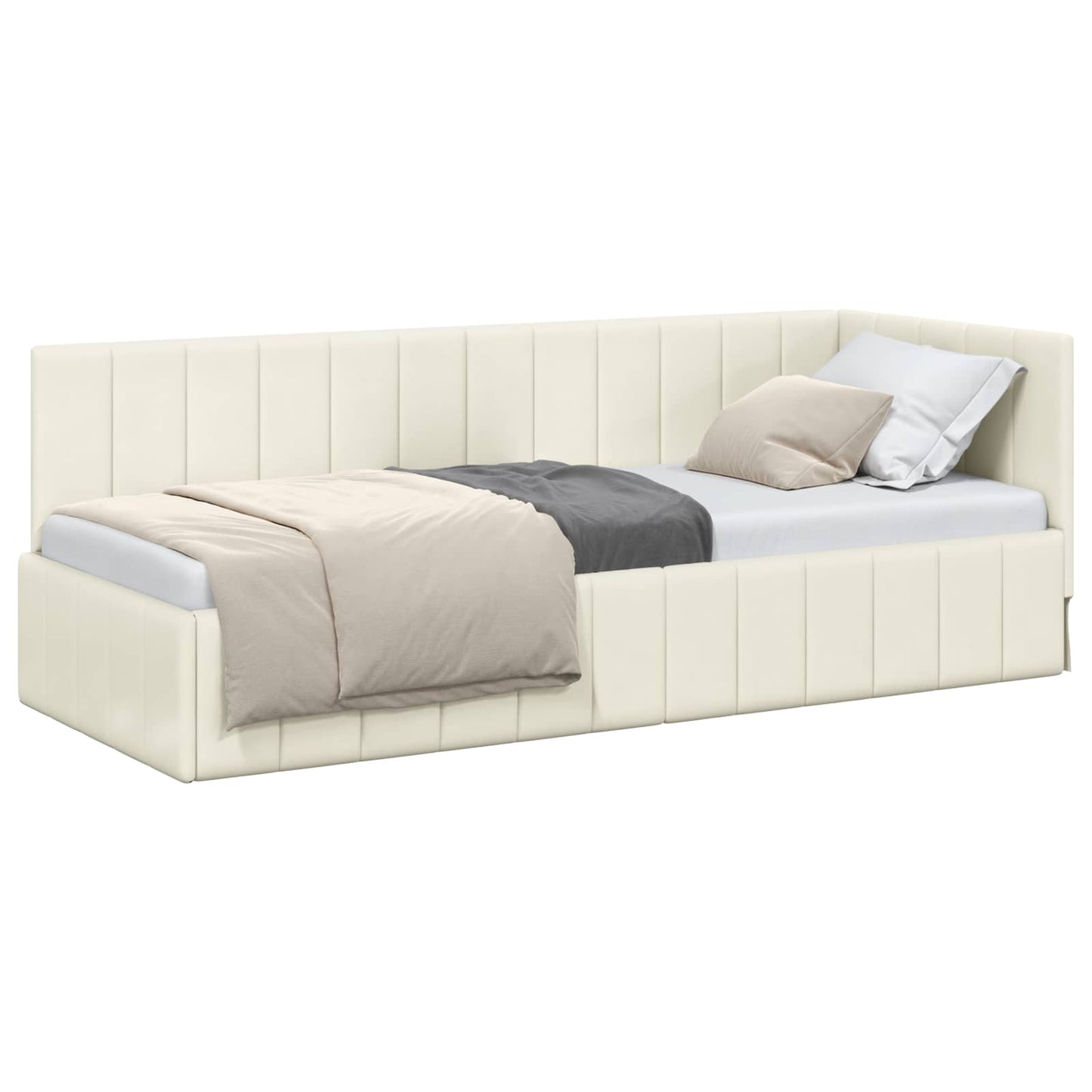 Cornice del letto ad angolo Crema 80 cm x 200 cm Velluto