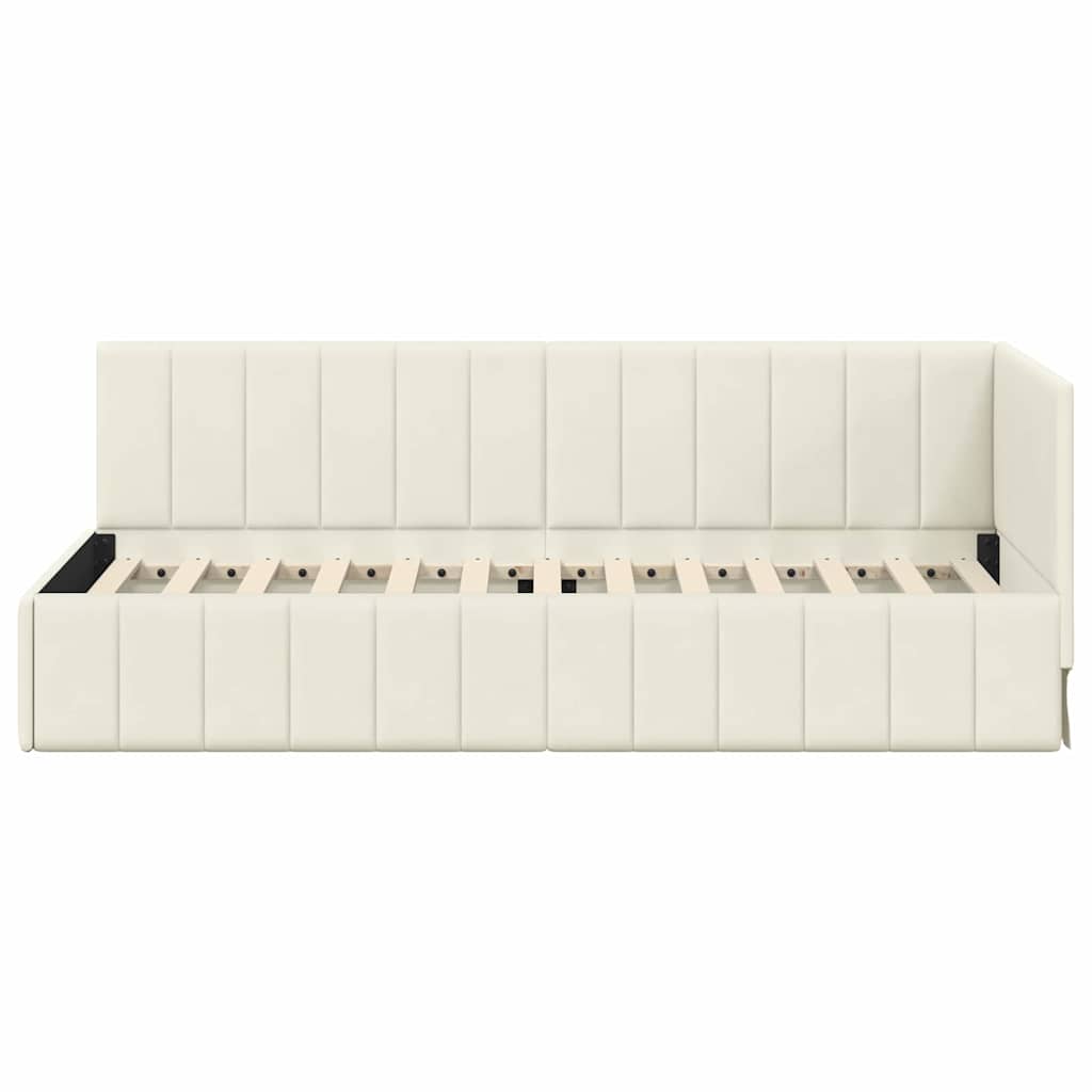 Cornice del letto ad angolo Crema 80 cm x 200 cm Velluto