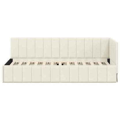 Cornice del letto ad angolo Crema 80 cm x 200 cm Velluto