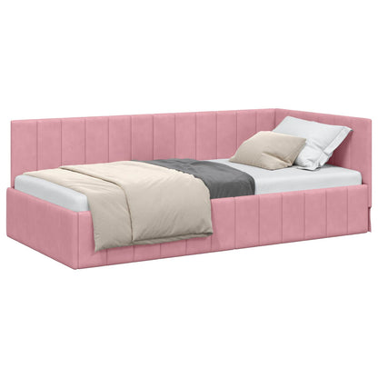 Cornice del letto ad angolo Rosa 90 cm x 190 cm Velluto
