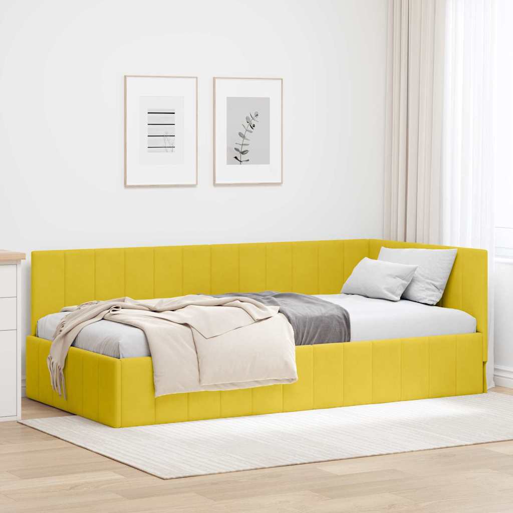 Cornice del letto ad angolo Giallo 90 cm x 190 cm Velluto