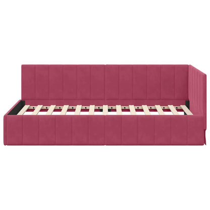 Cornice del letto ad angolo Rosso Vino 90 cm x 200 cm Velluto