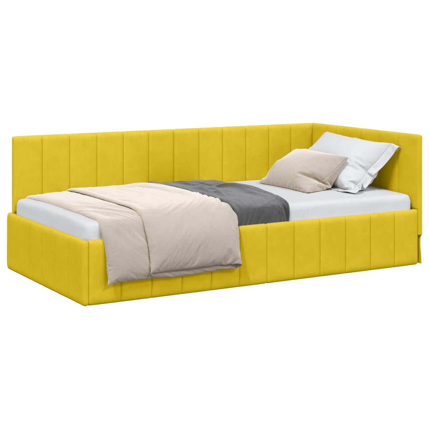 Cornice del letto ad angolo Giallo 90 cm x 200 cm Velluto