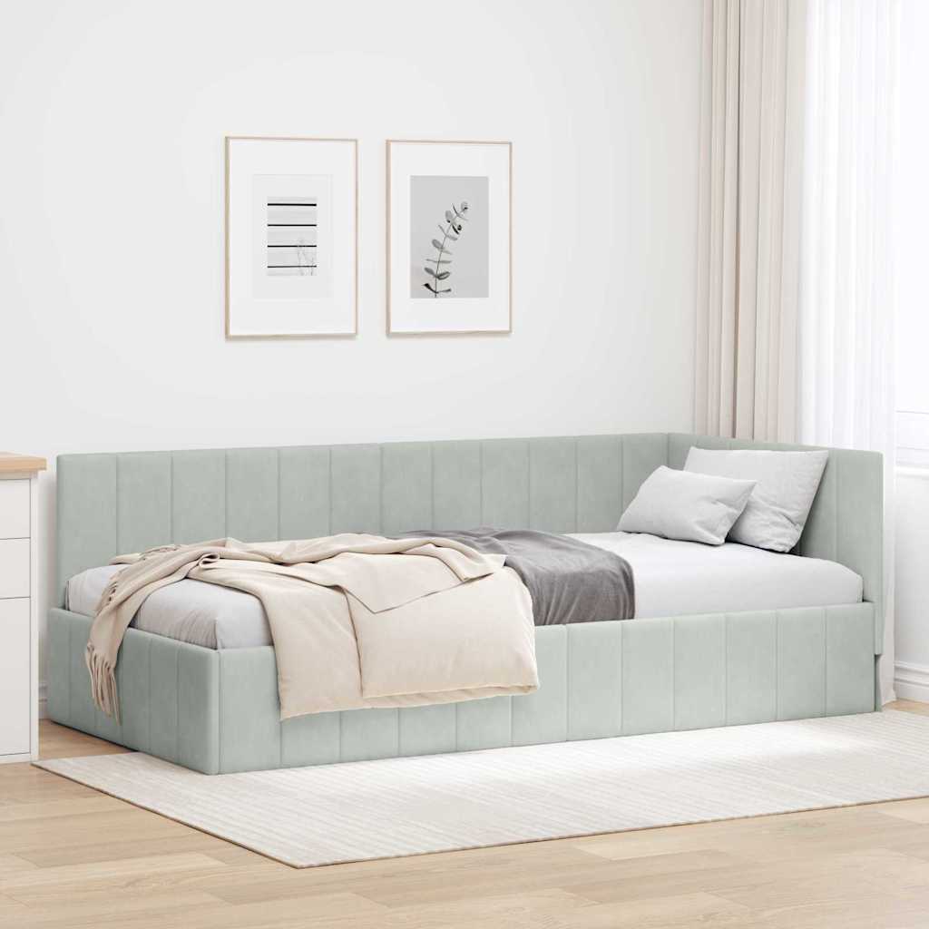 Cornice del letto ad angolo Grigio chiaro 100 cm x 200 cm