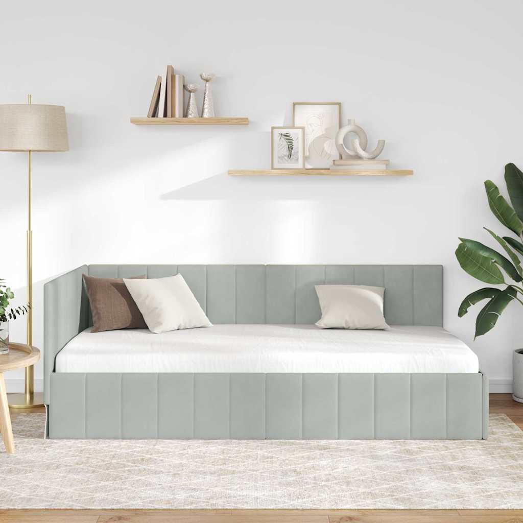 Cornice del letto ad angolo Grigio chiaro 100 cm x 200 cm