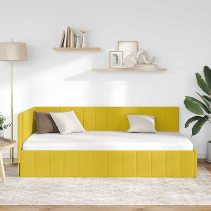 Cornice del letto ad angolo Giallo 100 cm x 200 cm Velluto