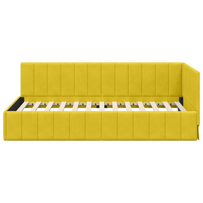 Cornice del letto ad angolo Giallo 100 cm x 200 cm Velluto