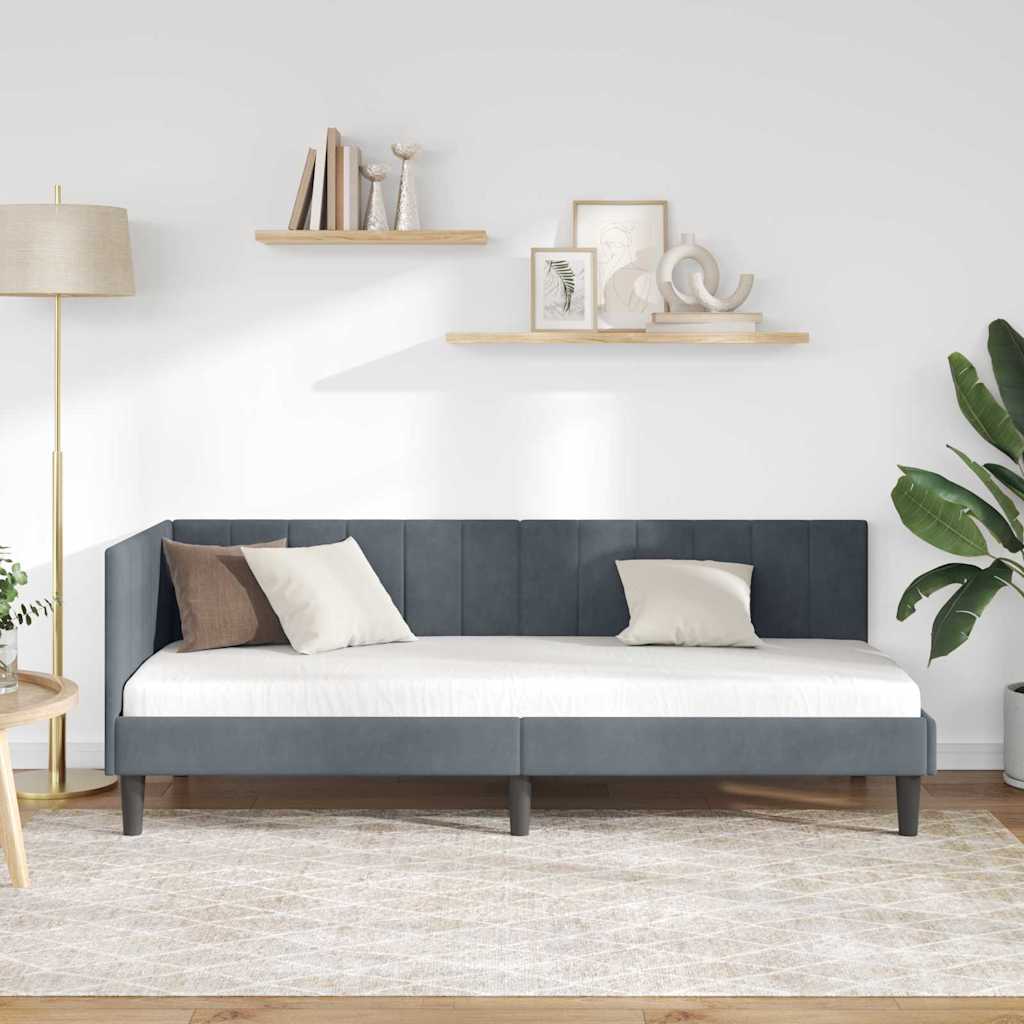 Cornice del letto ad angolo Grigio scuro 80 cm x 200 cm Velluto