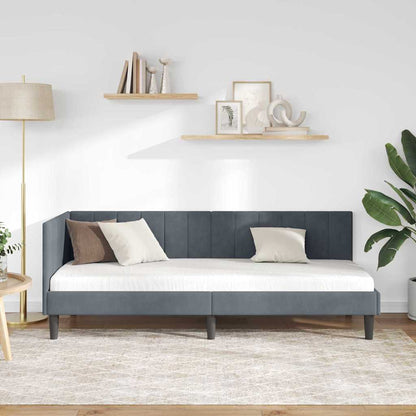 Cornice del letto ad angolo Grigio scuro 80 cm x 200 cm Velluto