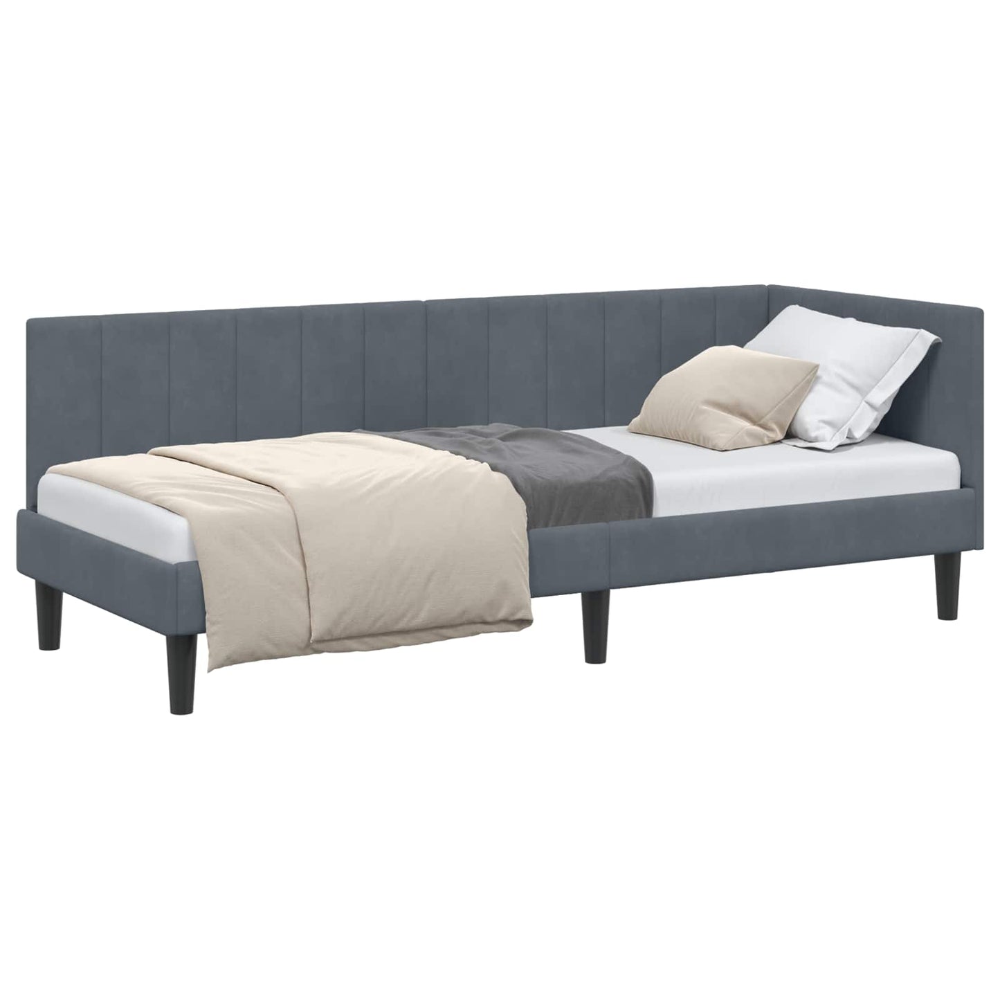 Cornice del letto ad angolo Grigio scuro 80 cm x 200 cm Velluto