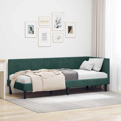 Cornice del letto ad angolo Verde Scuro 80 cm x 200 cm Velluto