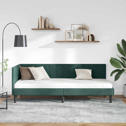 Cornice del letto ad angolo Verde Scuro 80 cm x 200 cm Velluto