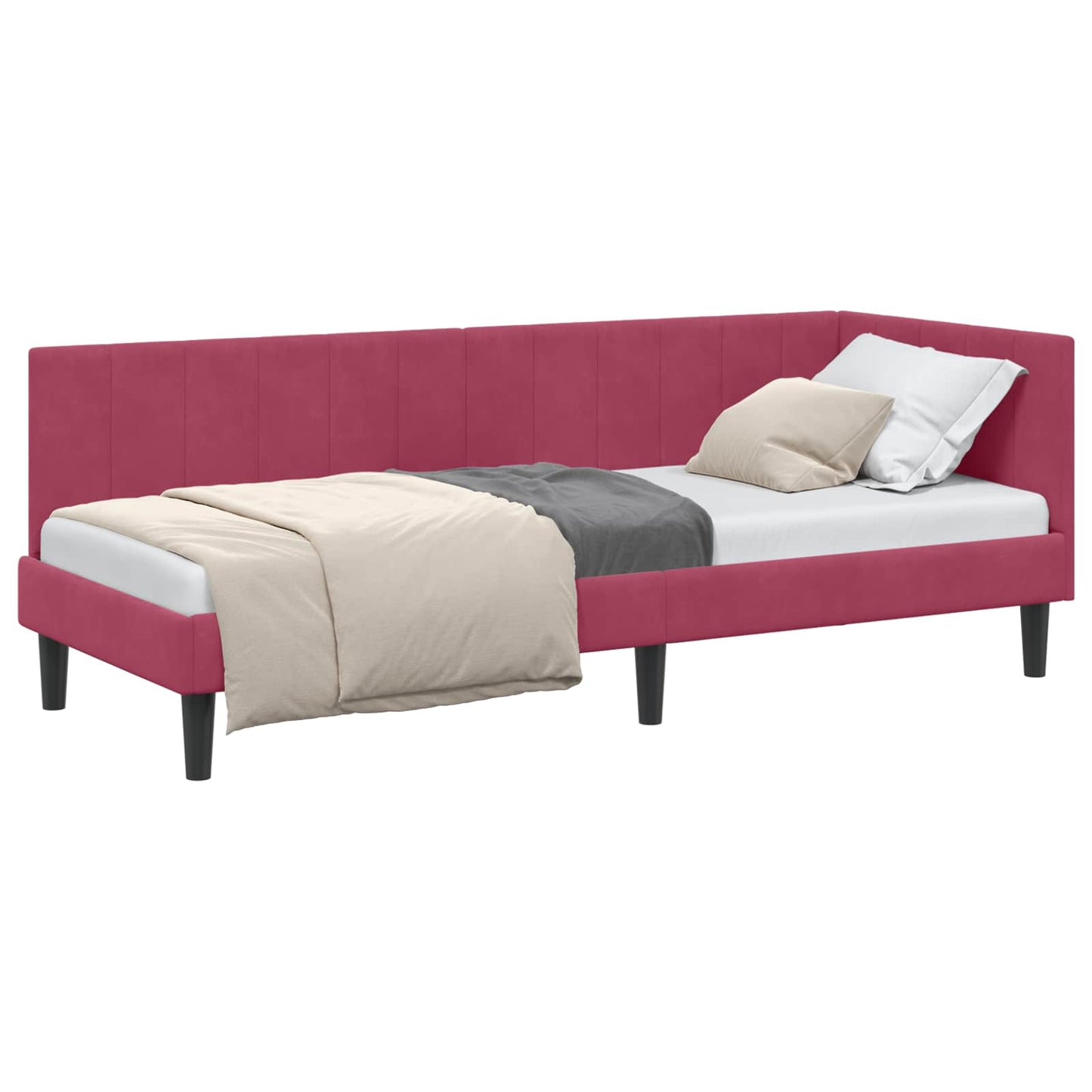 Cornice del letto ad angolo Rosso Vino 80 cm x 200 cm Velluto