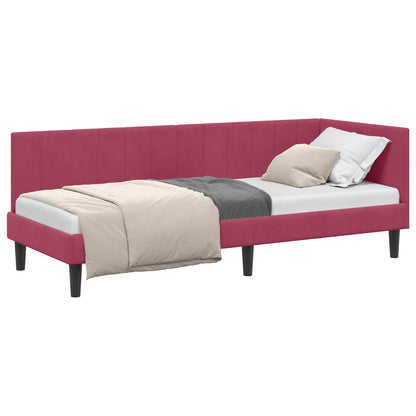 Cornice del letto ad angolo Rosso Vino 80 cm x 200 cm Velluto