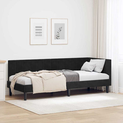 Cornice del letto ad angolo Nero 80 cm x 200 cm Velluto