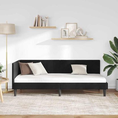 Cornice del letto ad angolo Nero 80 cm x 200 cm Velluto