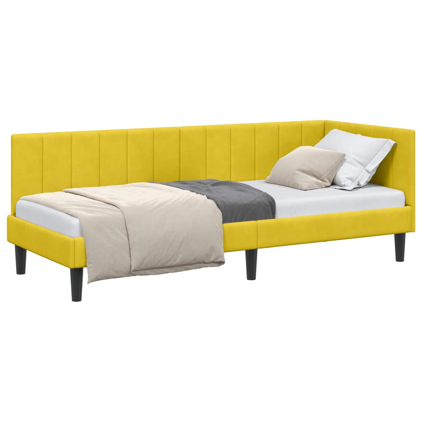 Cornice del letto ad angolo Giallo 80 cm x 200 cm Velluto
