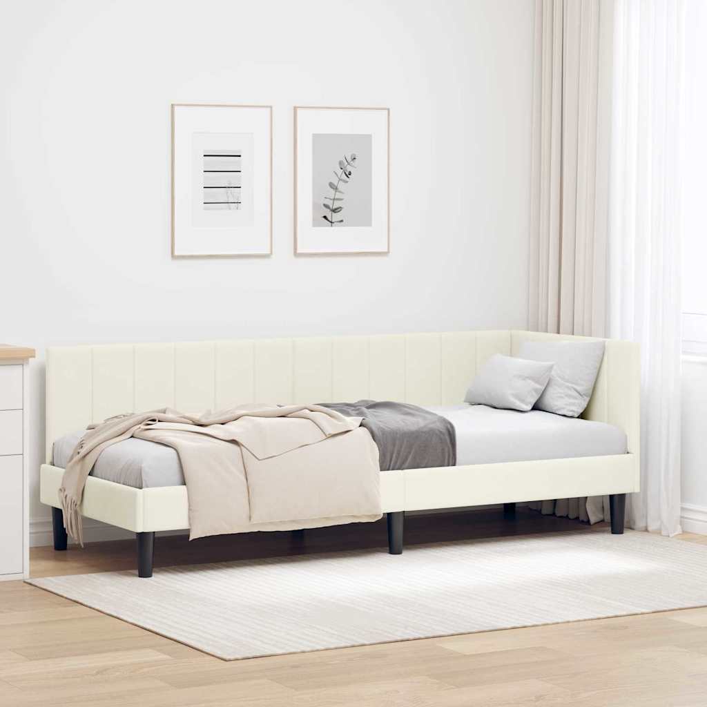 Cornice del letto ad angolo Crema 80 cm x 200 cm Velluto