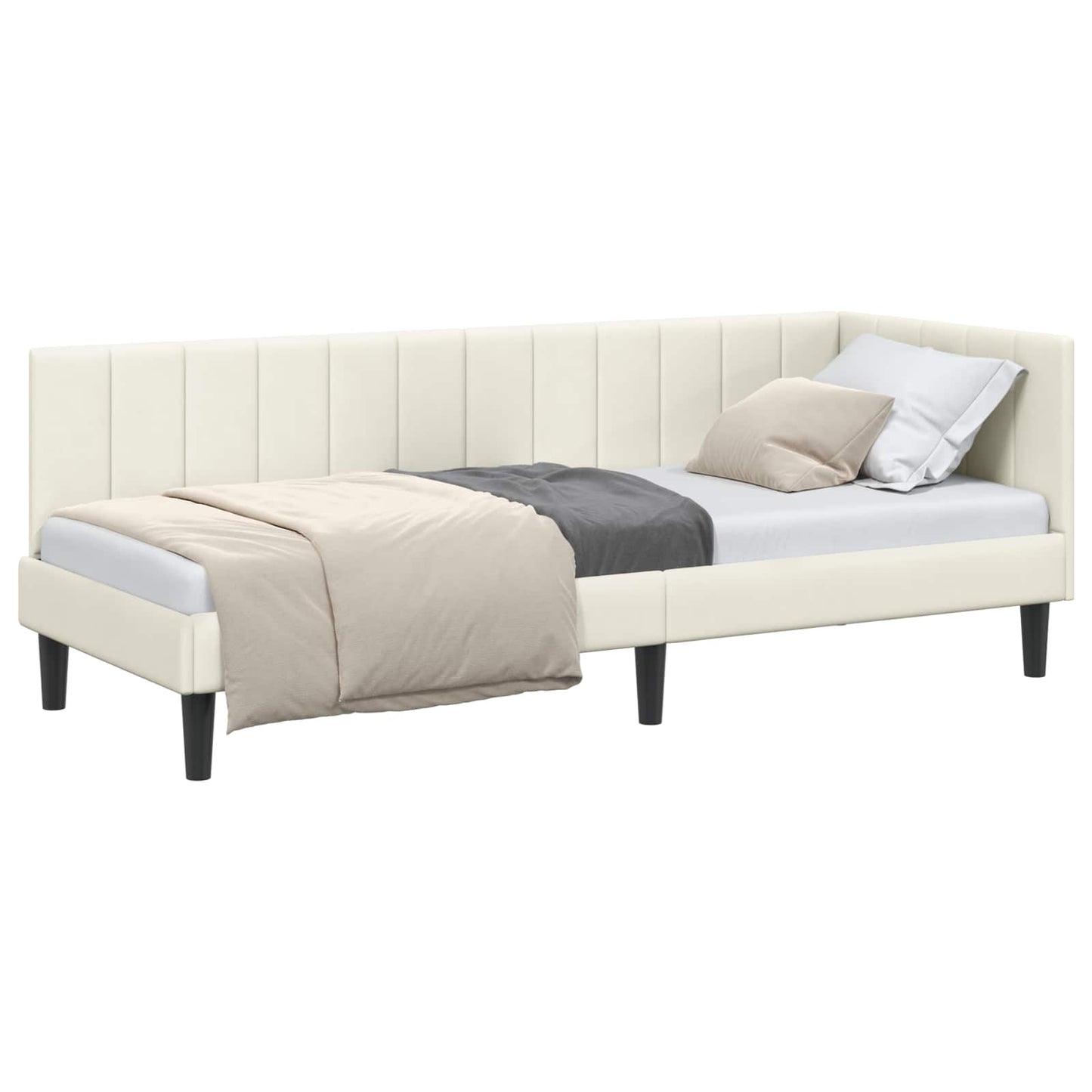 Cornice del letto ad angolo Crema 80 cm x 200 cm Velluto