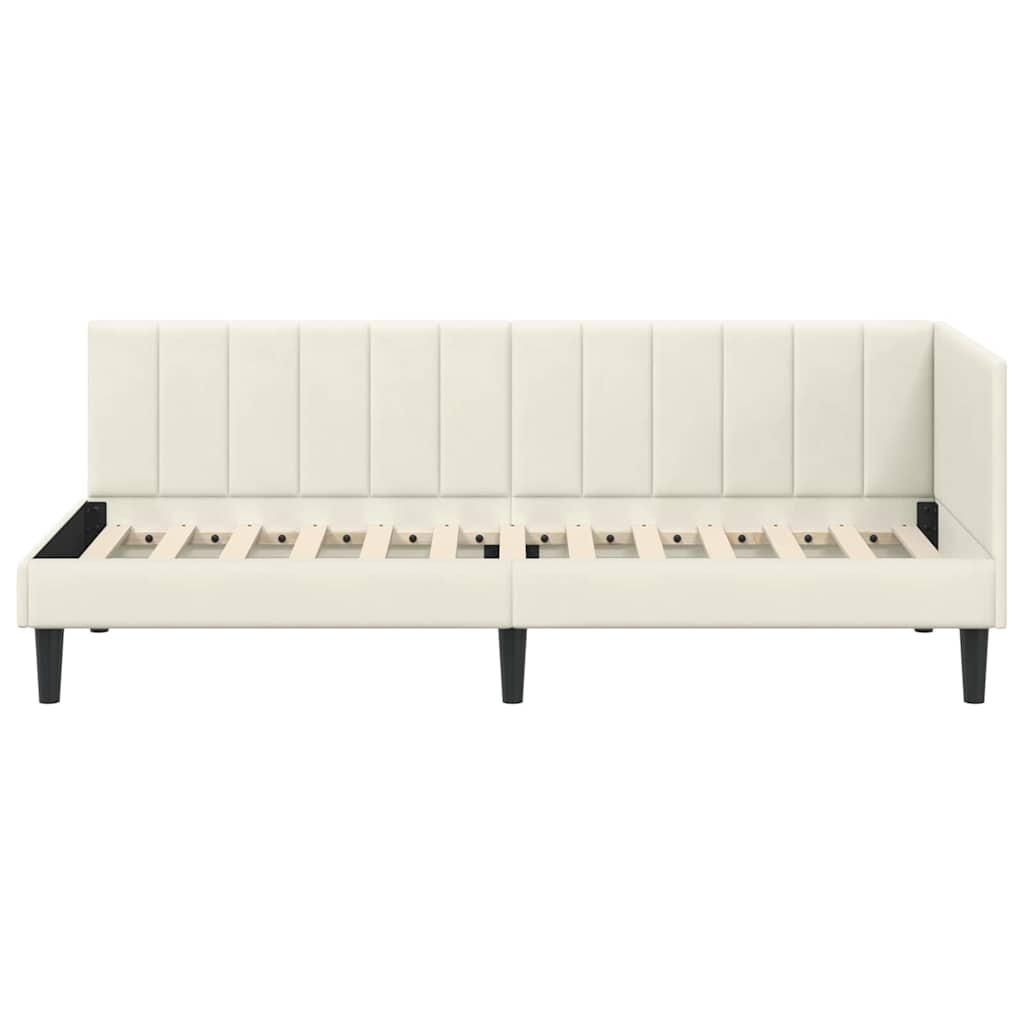 Cornice del letto ad angolo Crema 80 cm x 200 cm Velluto