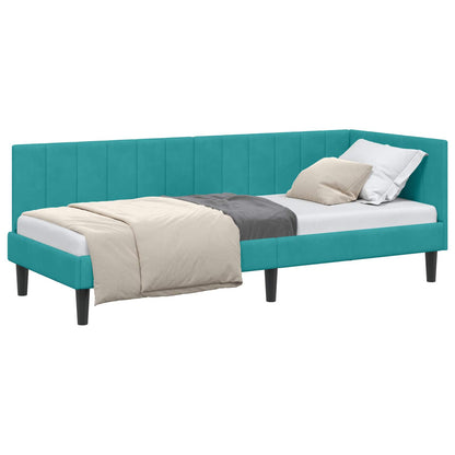 Cornice del letto ad angolo Turchese 80 cm x 200 cm Velluto
