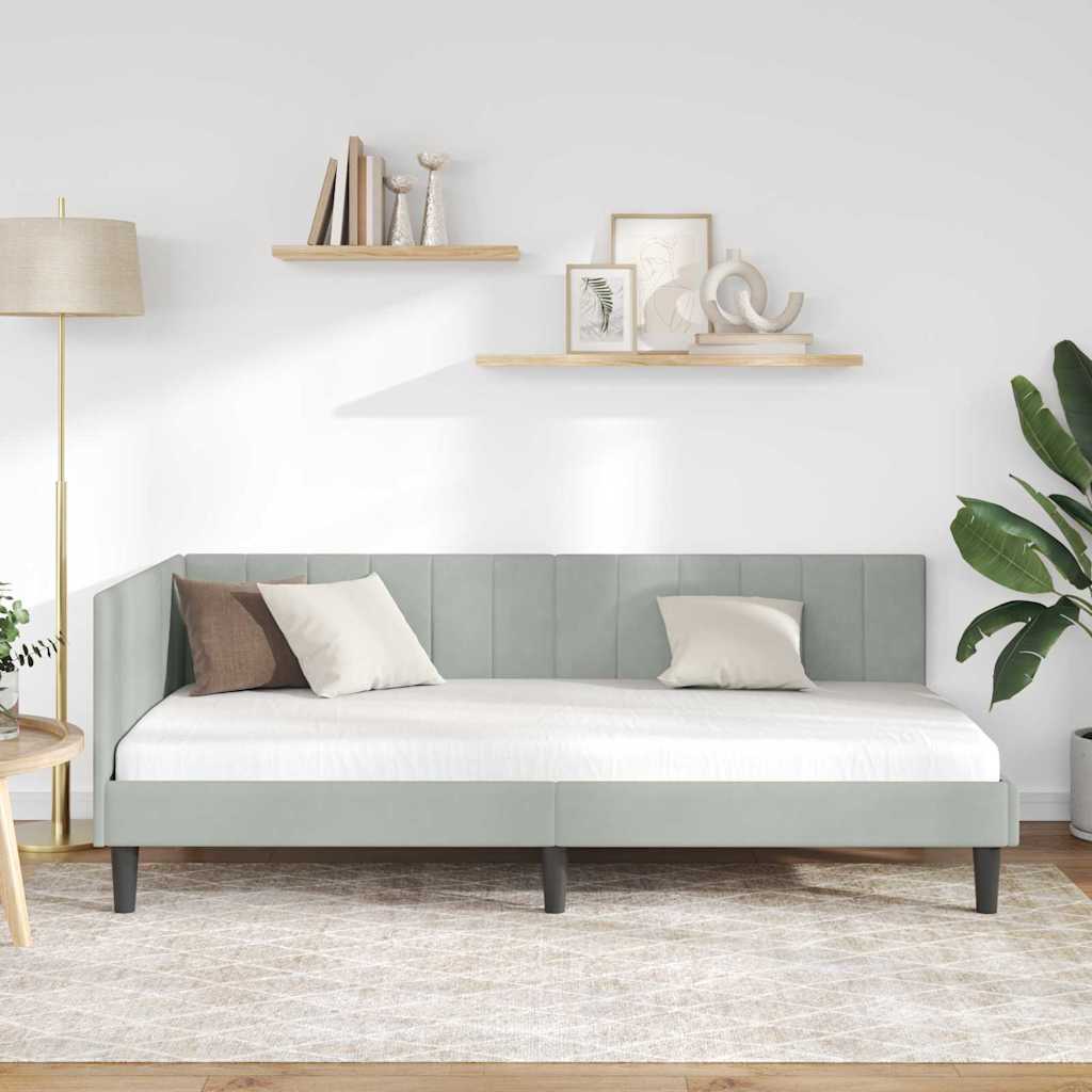Cornice del letto ad angolo Grigio chiaro 90 cm x 190 cm
