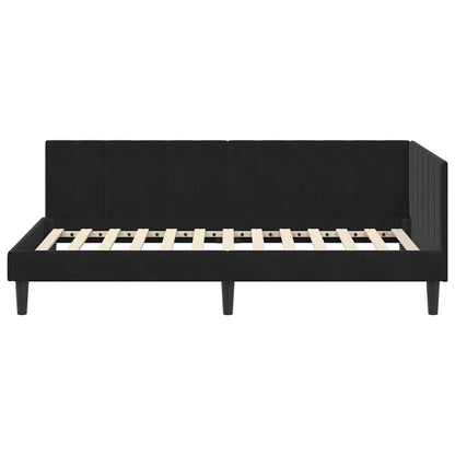 Cornice del letto ad angolo Nero 90 cm x 200 cm Velluto
