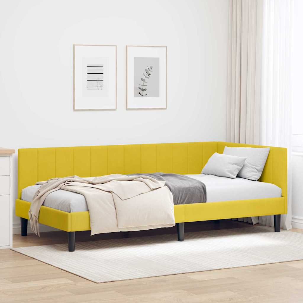 Cornice del letto ad angolo Giallo 90 cm x 200 cm Velluto