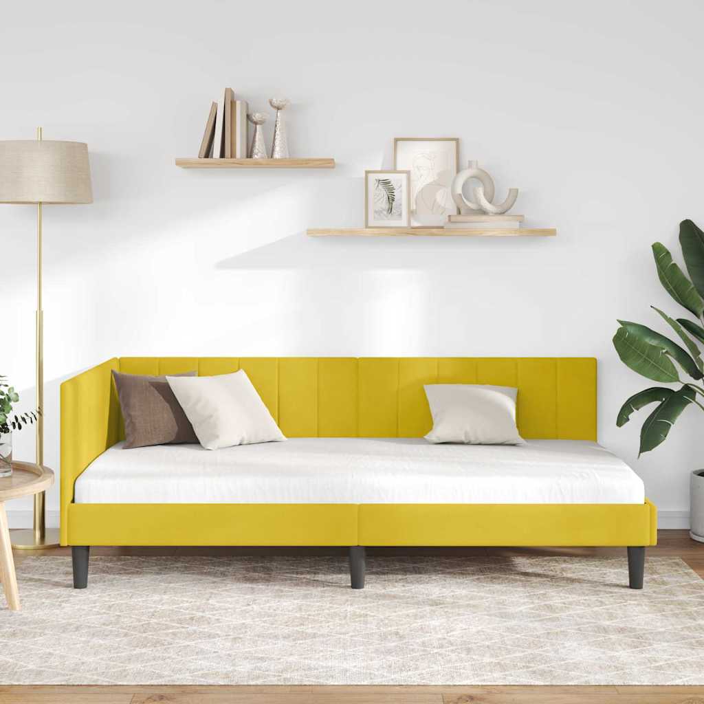 Cornice del letto ad angolo Giallo 90 cm x 200 cm Velluto