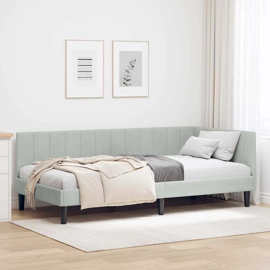 Cornice del letto ad angolo Grigio chiaro 100 cm x 200 cm