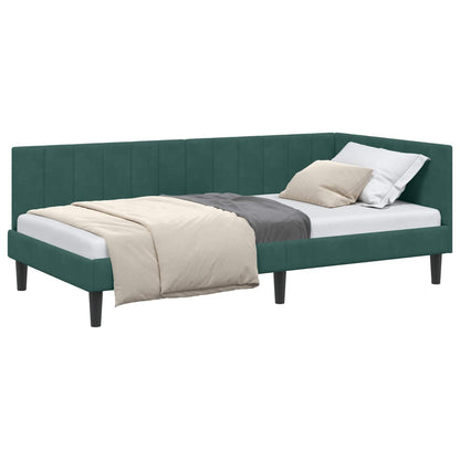 Cornice del letto ad angolo Verde Scuro 100 cm x 200 cm Velluto