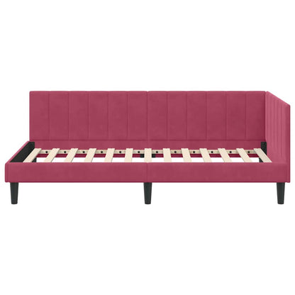 Cornice del letto ad angolo Rosso Vino 100 cm x 200 cm Velluto