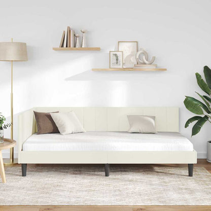Cornice del letto ad angolo Crema 100 cm x 200 cm Velluto