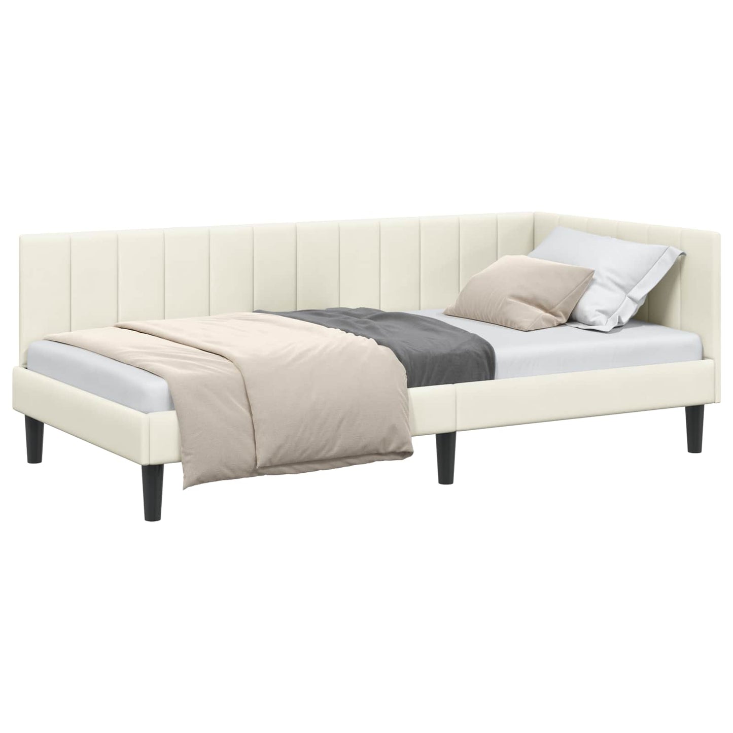 Cornice del letto ad angolo Crema 100 cm x 200 cm Velluto