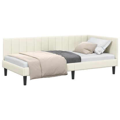 Cornice del letto ad angolo Crema 100 cm x 200 cm Velluto