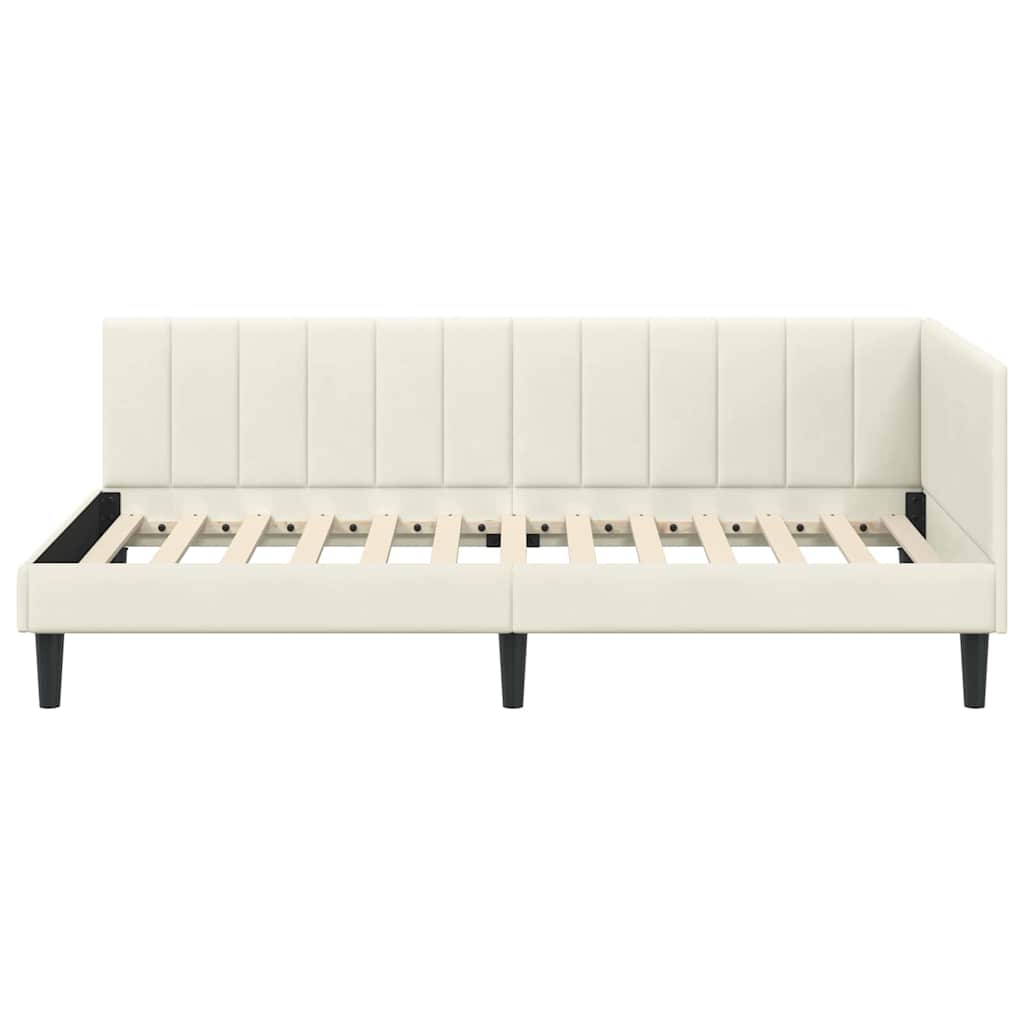 Cornice del letto ad angolo Crema 100 cm x 200 cm Velluto