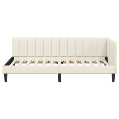 Cornice del letto ad angolo Crema 100 cm x 200 cm Velluto