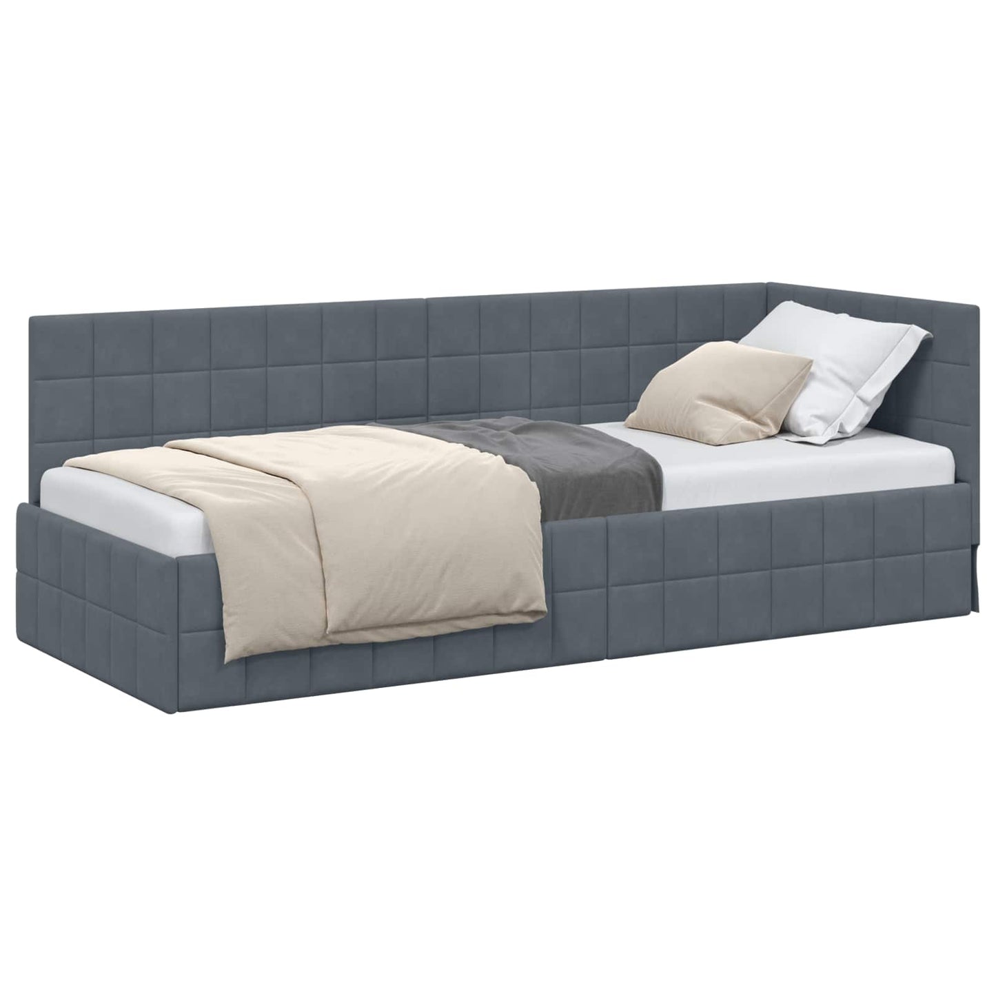Cornice del letto ad angolo Grigio scuro 80 cm x 200 cm Velluto